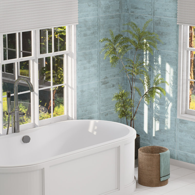 Habanera Decor 11-7/8 In. X 35-1/2 In. Ceramic Wall Tile, Blue