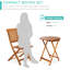 Ensemble bistro en bois d'acacia 3 pièces Nathane, meubles de patio pliants avec 2 chaises, table, finition teck