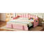 Lit de jour simple rembourré rose avec lit gigogne escamotable de hauteur variable, fonction de charge et rangement latéral pour lit de jour de petite taille Essentials