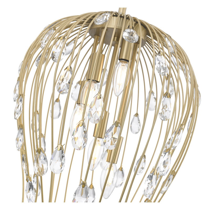 Luminaire suspendu moderne 5 lumières Gabriella, Doré