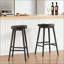 Tabourets de bar en bois massif, ensemble de 2 tabourets de comptoir à dossier en selle avec repose-pieds, chaises de bar rustiques de style Mid-Century pour îlot de cuisine et salle à manger