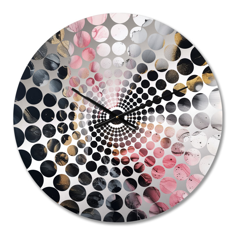 Horloge murale abstraite en marbre noir et or III, Petit