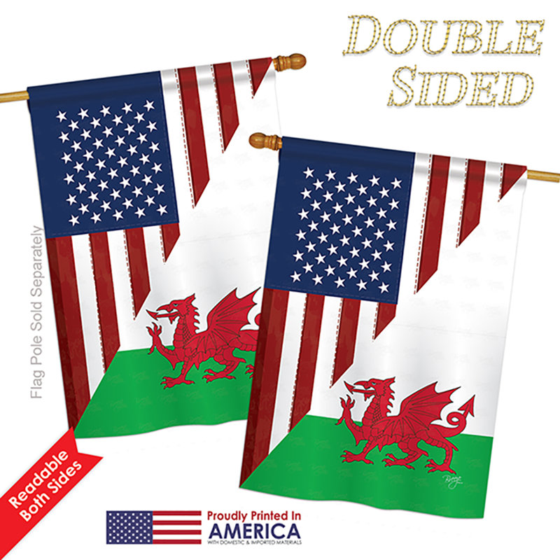 40 x 28 po en polyester à 2 côtés american galles amitié drapeau de jardin