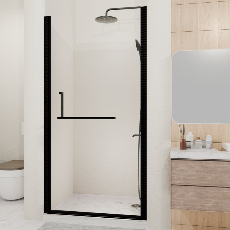 Semi-Frameless Pivot Shower Door Matte Black