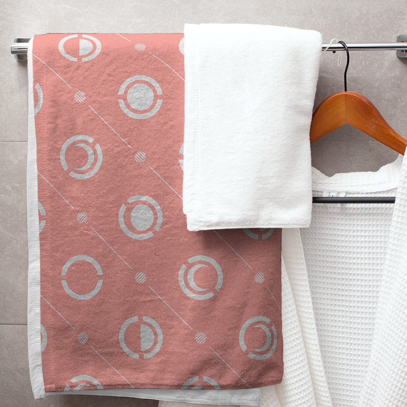 Serviette de bain Classic, Pêche / gris foncé