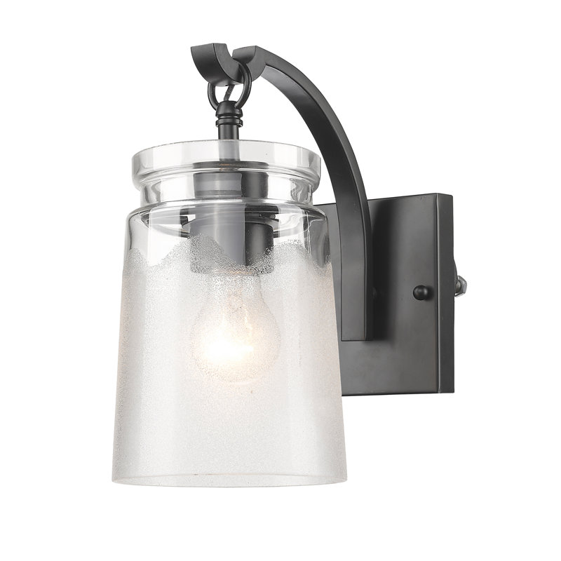 Moshannon Wall Sconce, Matte Black, Clear Frosted Artisan Glass