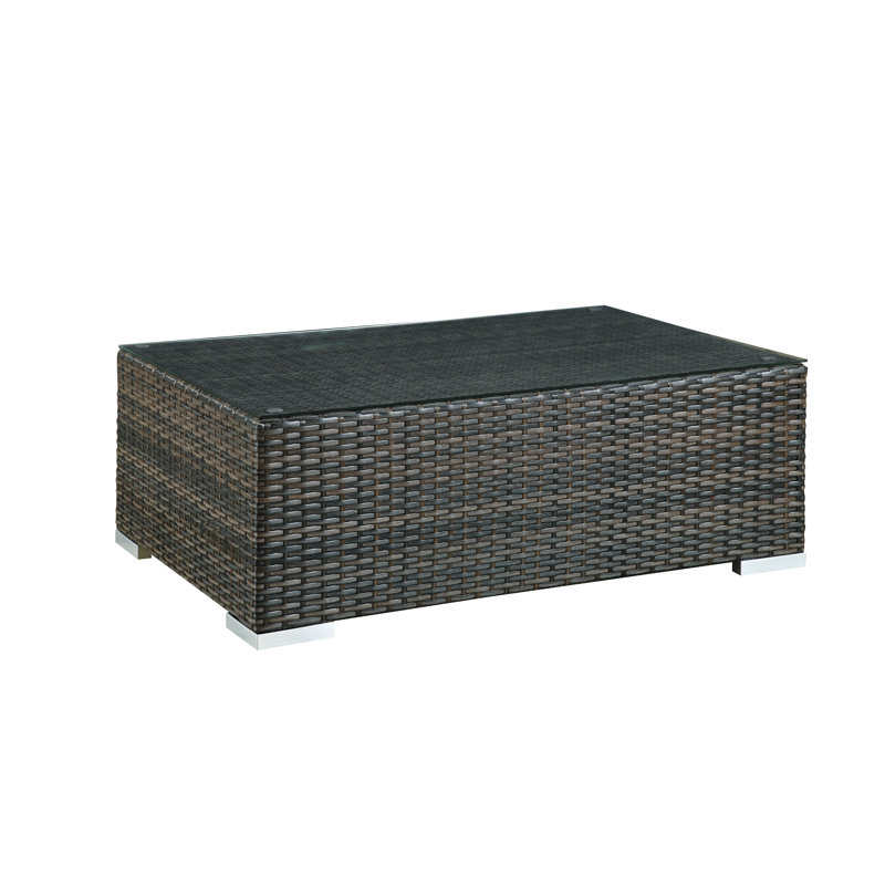 Ensemble modulaire en rotin 7 pièces avec coussins Delmont