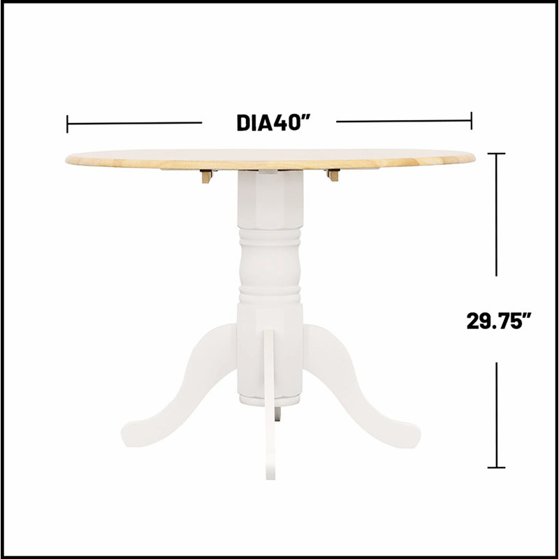 Round 40-inch Drop Leaf Extension Dining Table, Perfect for Small Spaces and Versatile Use in Kitchens and Dining Rooms