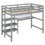 Lit mezzanine simple en bois avec bureau, tablettes et tableau d'écriture - Gris