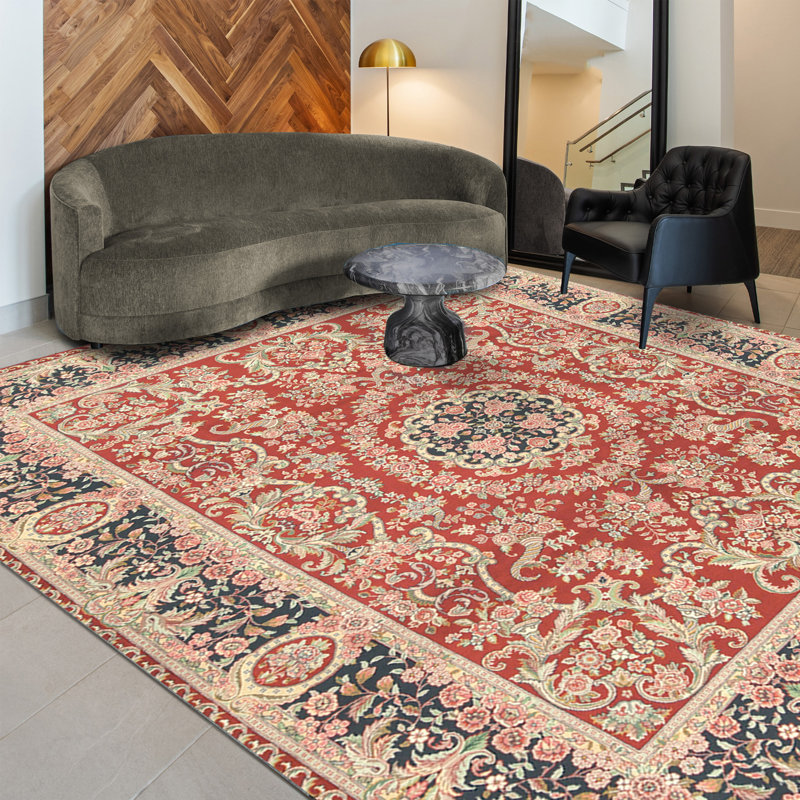 Tapis rectangulaire en laine noué à la main