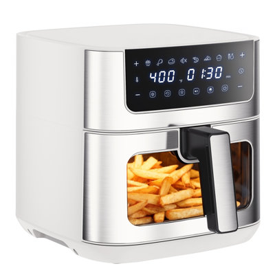 Friteuse à air de 6,3 pintes avec fenêtre de visualisation et revêtement en acier inoxydable 304, taille compacte