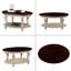 Table basse ovale en bois de 42 po pour le salon, table basse en bois massif à 2 niveaux avec tablette de rangement ouverte, assemblage facile-1859785840