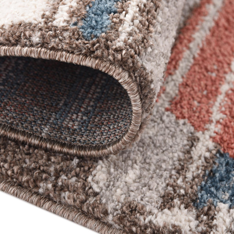 Tapis blanc / vert / bleu Frystown, Rond 7 pi
