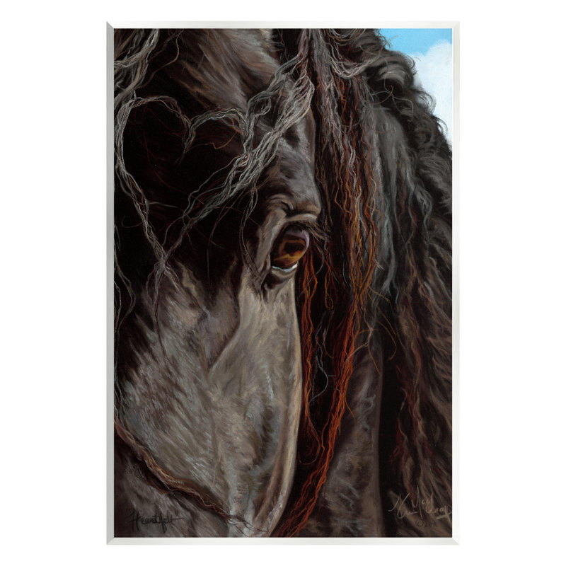 Portrait de cheval Ax-199-Wood, H 15 po x l 10 po x P 0,5 po