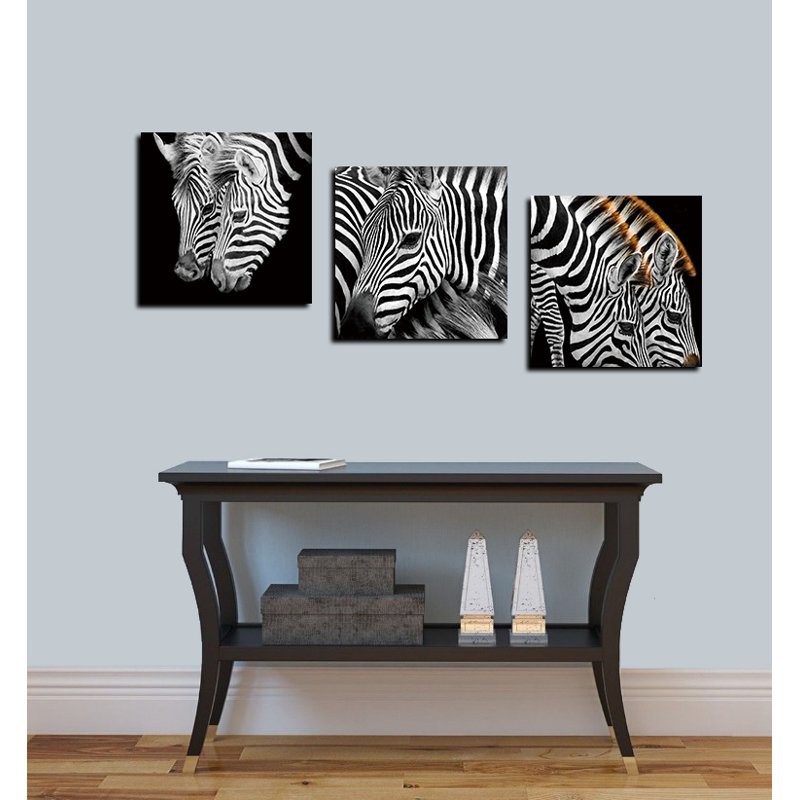 Ensemble d'art mural en verre trempé «Zebra Stripes», 12 po x 12 po, ensemble de 3