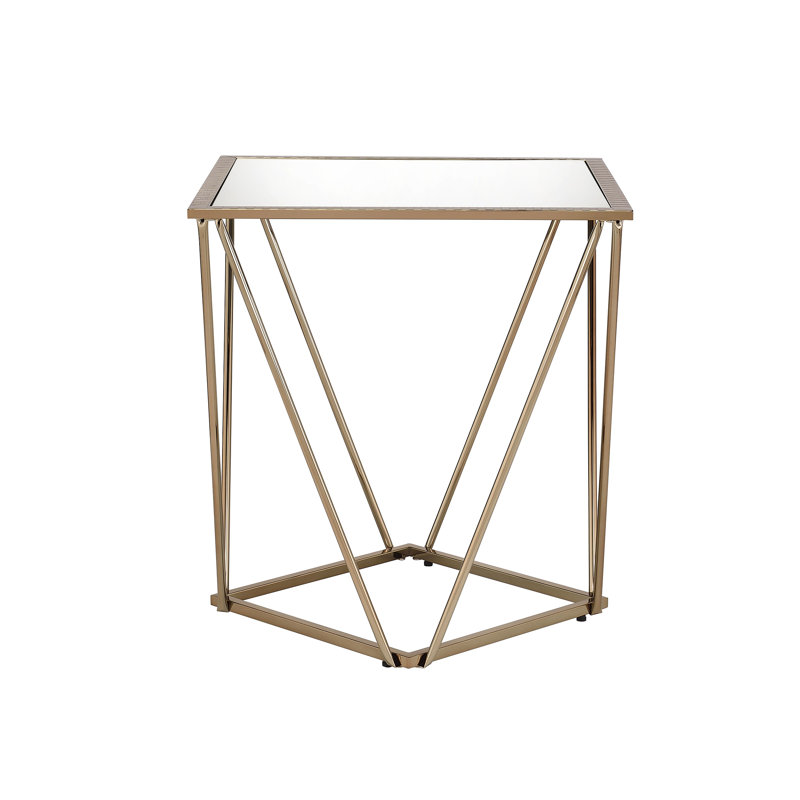 Square End Table With Metal Base