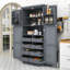 Spacieux garde-manger autoportant avec tablettes réglables et plateaux coulissants-144130732-144130722