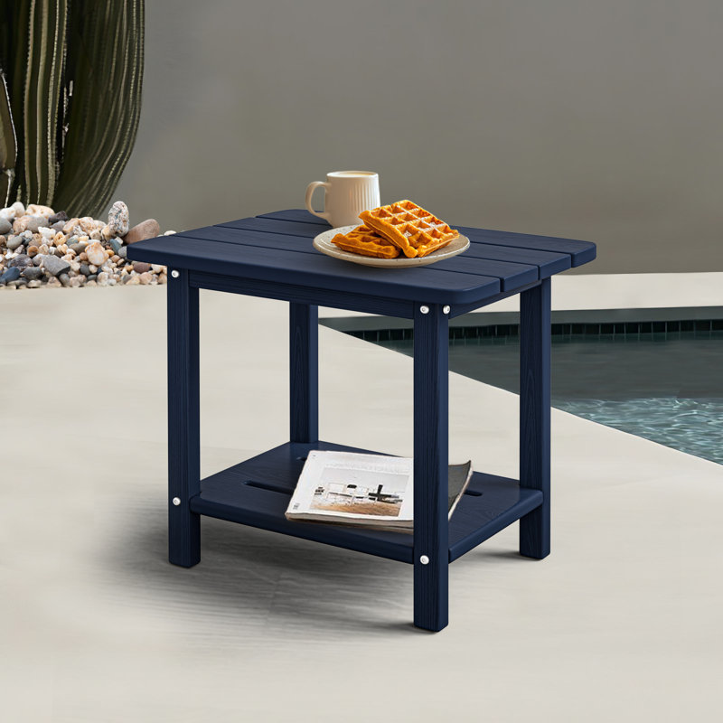 HDPE Adirondack 2-Tier End Table – Weatherproof & Durable Outdoor Side Table for Patio, Poolside, and Lawn, Navy