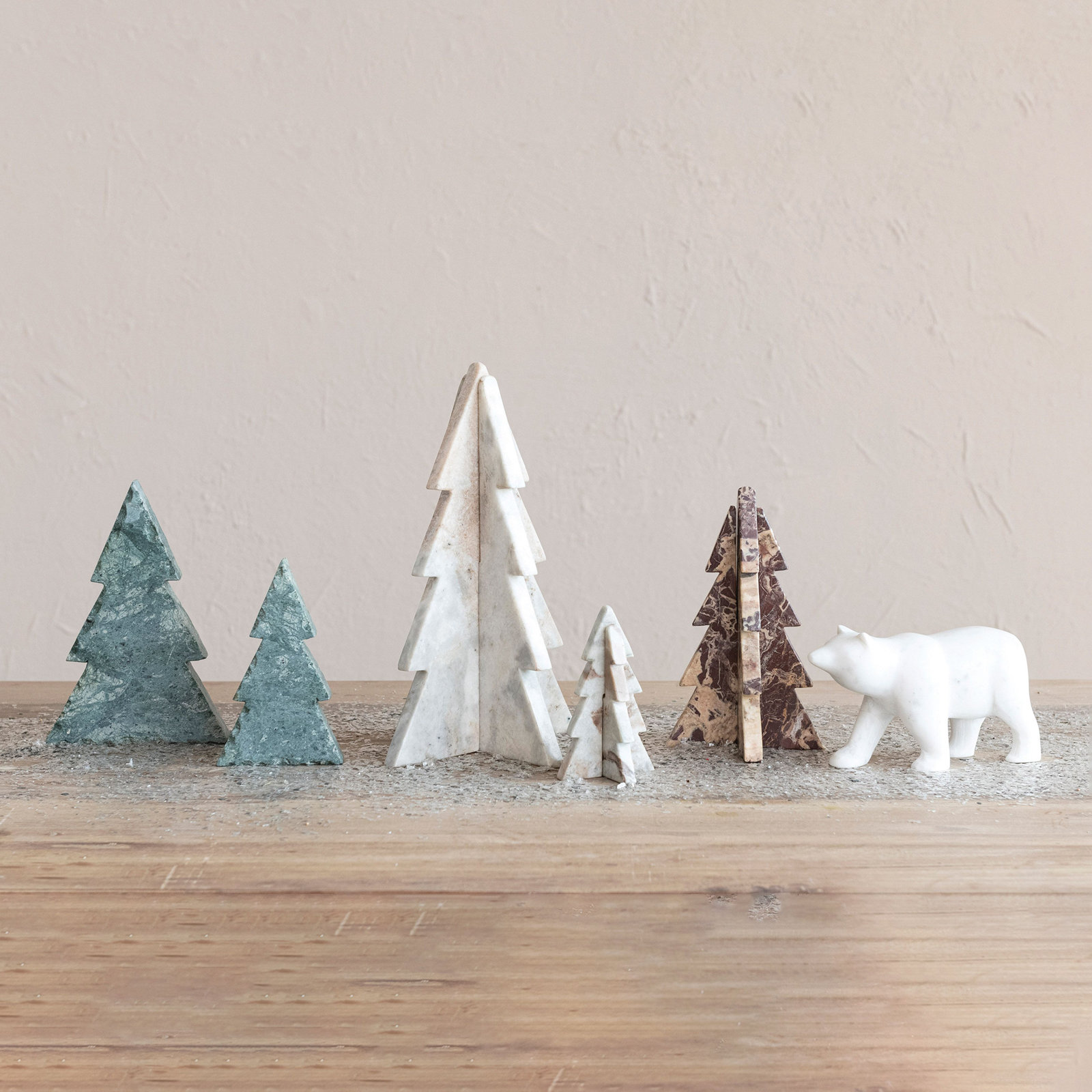 Interlocking Marble Tabletop Tree, Mint Chocolate