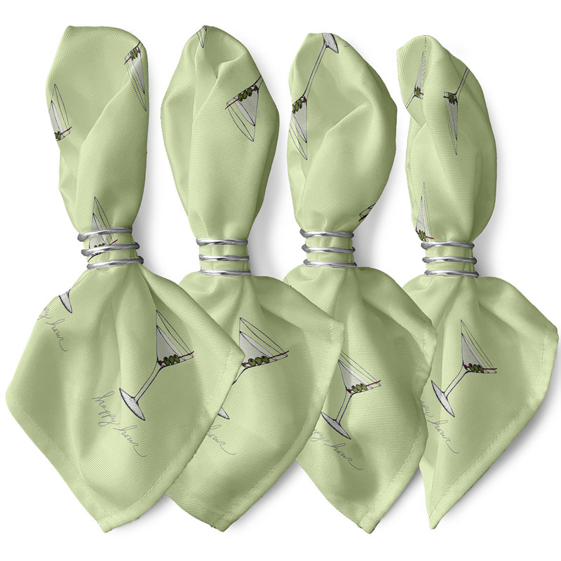 Josefien Polyester Abstract Square Napkin, Green