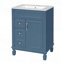 Meuble-lavabo de 24 po avec lavabo en céramique de conception compacte pour petits espaces d'inspiration française avec 2 tiroirs et tablette réglable-129187403