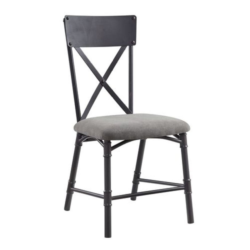 Chaise d'appoint grise et noire sable avec dossier en forme de X (ensemble de 2)