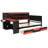 Full Size Gaming Daybed with Integrated Desk and Lights, Modern Wooden Bed Frame with 3 Storage Drawers and Built-in Charging Station, Multi-Functional Headboard Bookcase, Black+Red-1003253183-1003253182