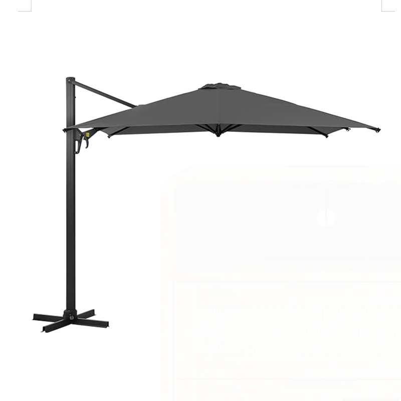 Grand parasol de patio en porte-à-faux carré 10 pi avec rotation à 360 °, Gris