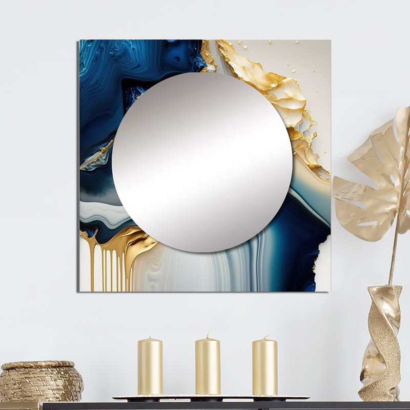 Kyndrick - Miroir décoratif carré en marbre abstrait pour chambre à coucher, 29 po x 29 po