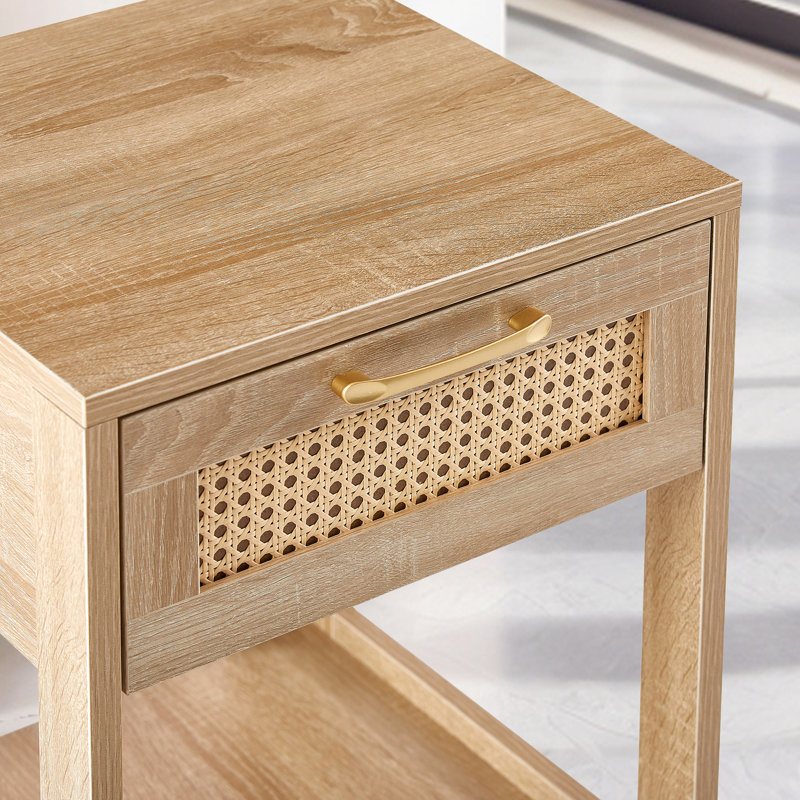 1-Rattan Drawer Nightstand, Natural