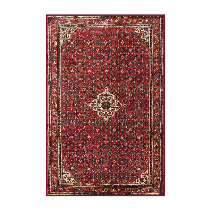 Tapis traditionnel rouge / brun / beige Dicul, Rectangle 7 pi x 9 pi