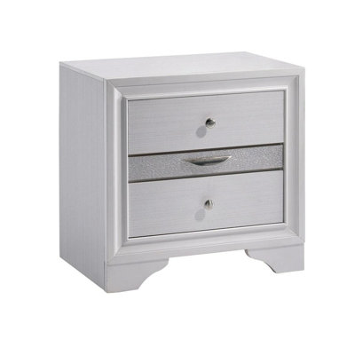 Contemporary White 1Pc Nightstand Nickle Round Knob Handles English Dovetails Hidden Drawer Bedside Table