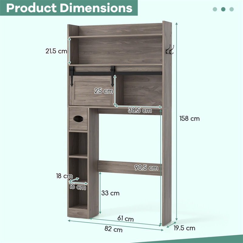 Gambrinus Freestanding Over The Toilet Storage, Walnut