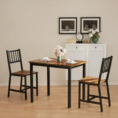Ensemble de table et de chaises de style industriel avec structure en acier pour coin repas, 3 pièces, largeur 90 cm