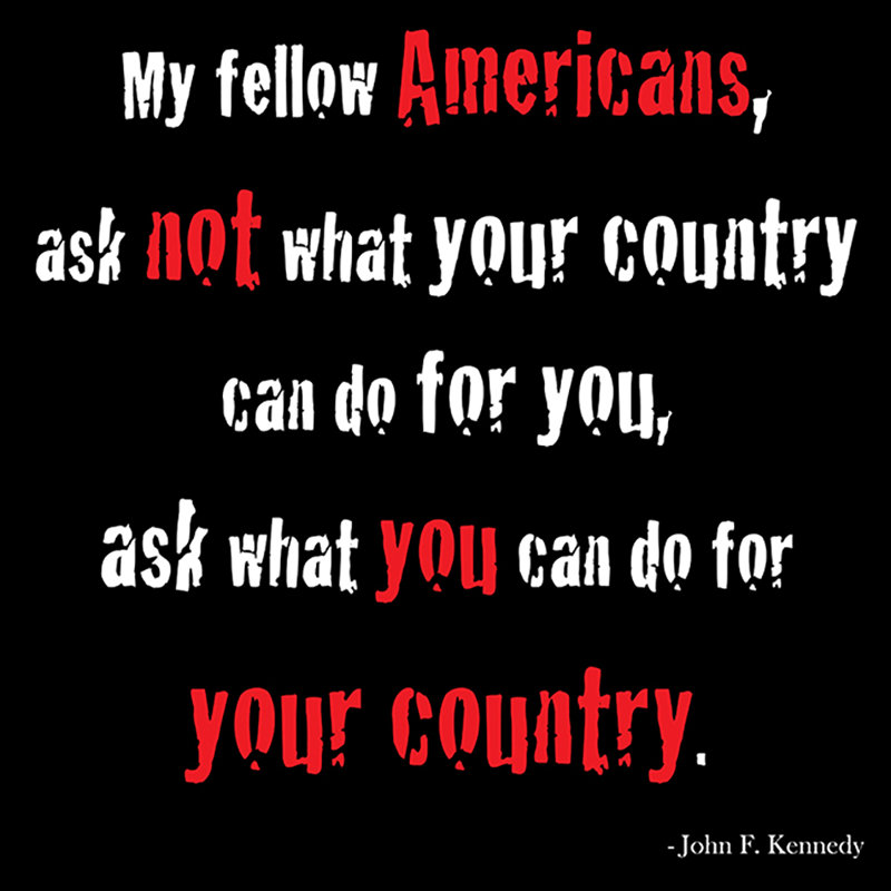 «Do for your country» par Kelissa Semple, reproduction d'art textuel sur papier, H 15 po x l 15 po x P 1,5 po, Toile tendue