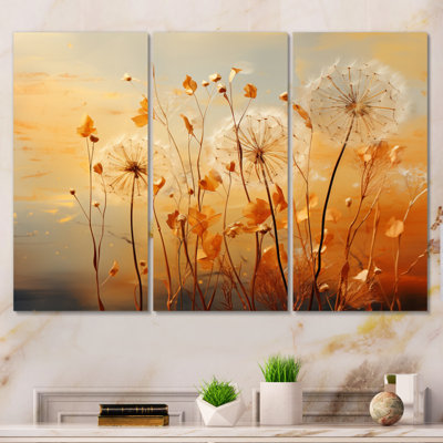 " Orange Dandelion Dreams I " 3 - Pieces