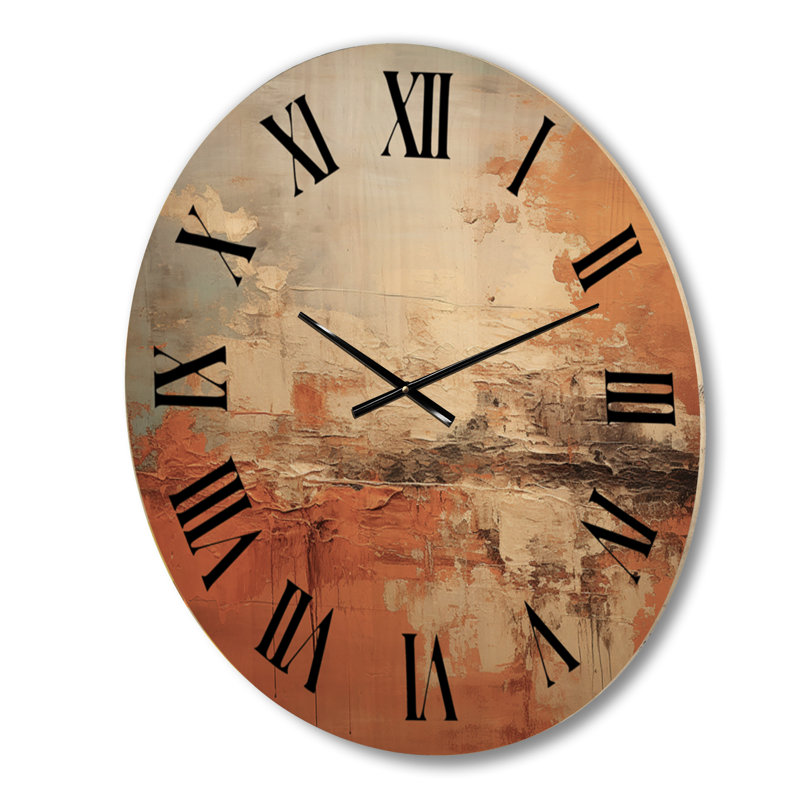 Copper Glow - Abstract Landscape Oversized Wood Wall Clock, Large