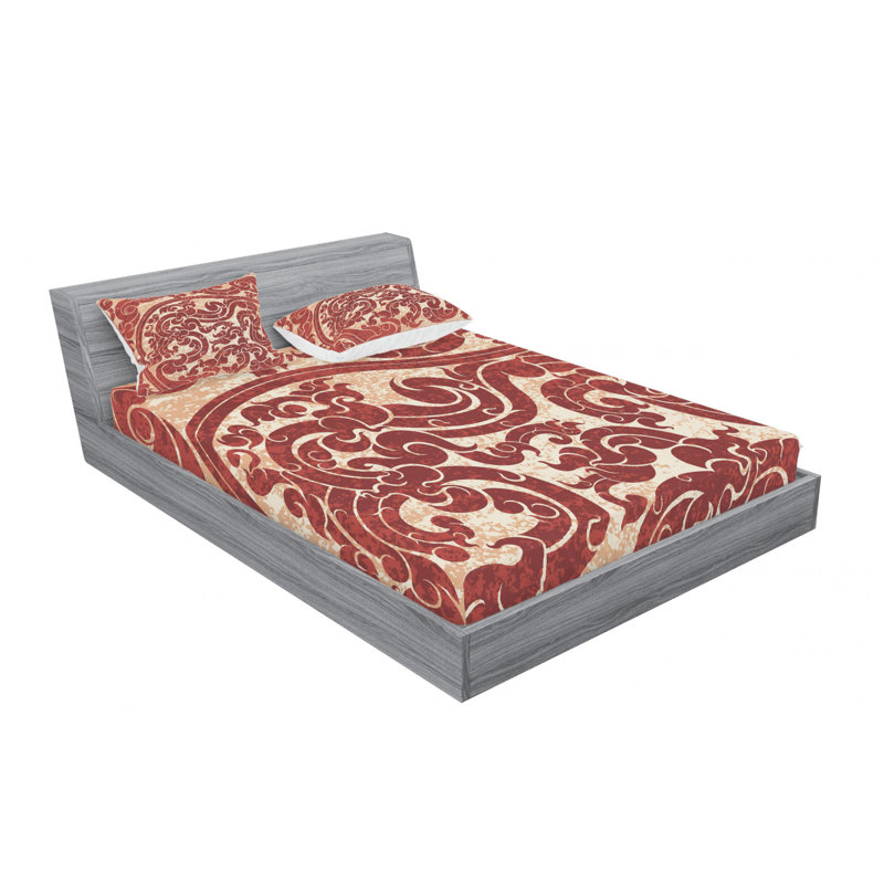 Microfiber Paisley Sheet Set, Full/Double Sheet Set+Fitted Sheet + 2 Pillowcases