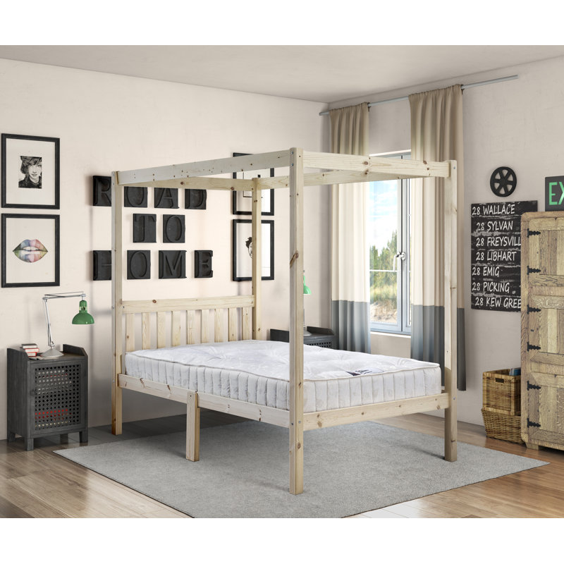 Enfield Four Poster Heavy Duty Solid Pine Bed, Double (4'6)