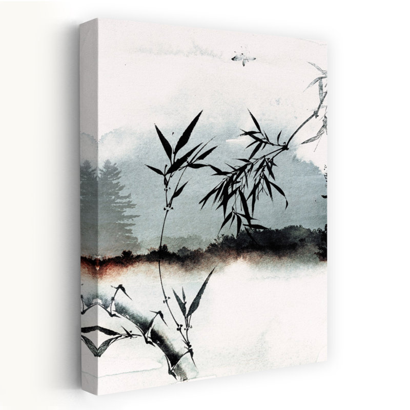 Contemporary Art Minimalist Traditional Abstract Bamboo Forest Landscape Wall Art by Treechild - Wrapped Canvas Print