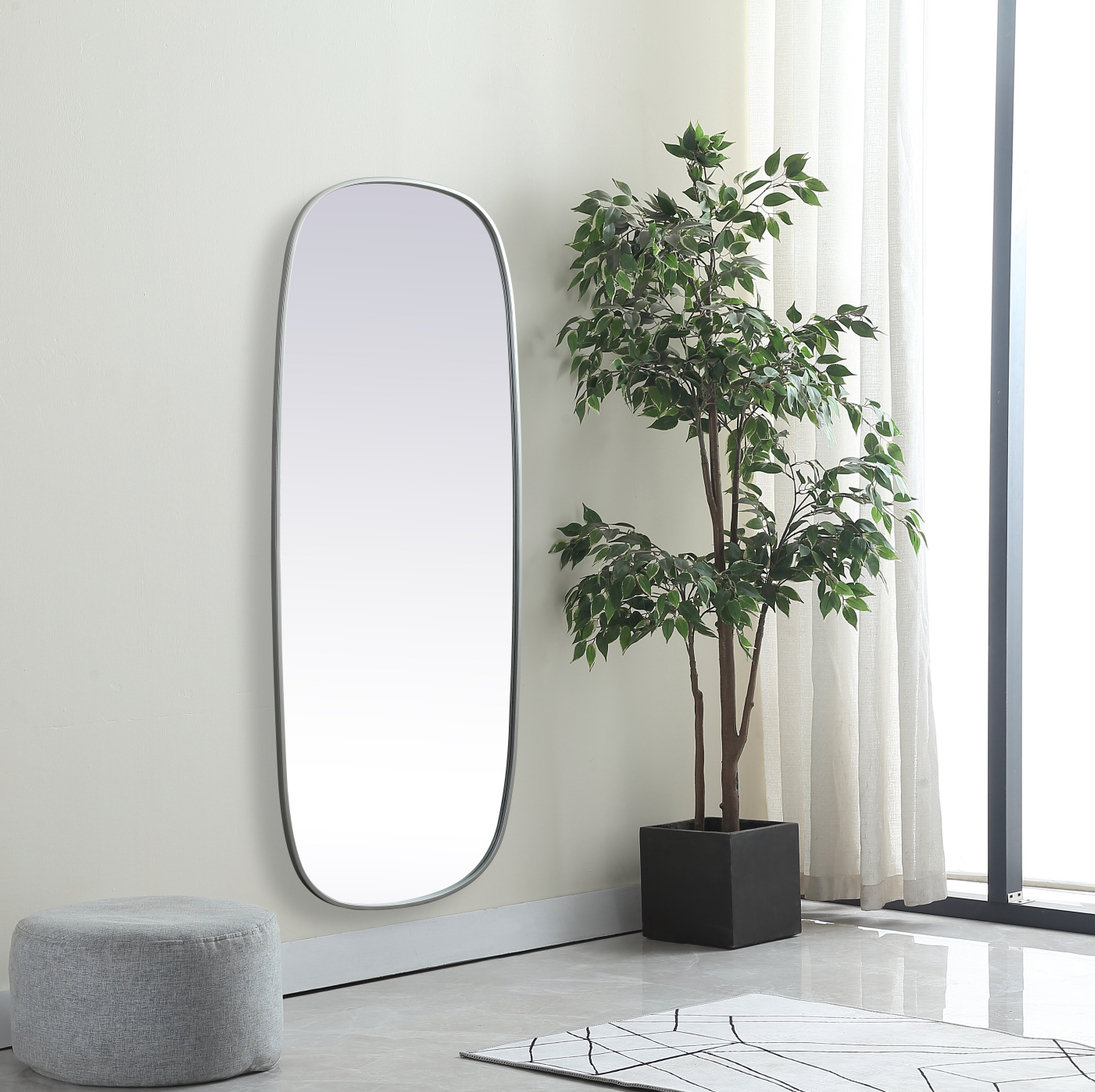 Bertin Metal Oval Wall Mirror, 60"  x 24" , Silver