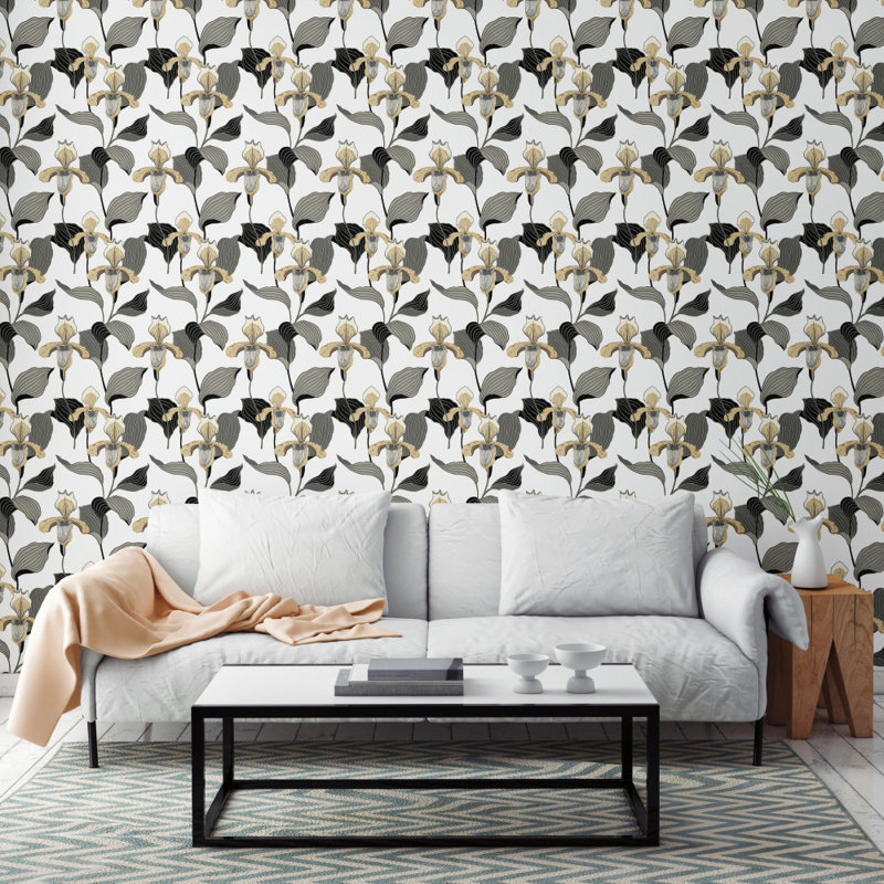 Rouleau de papier peint l 27 po x l 27 po lady Modern Heritage 125th Anniversary, Or / Gris