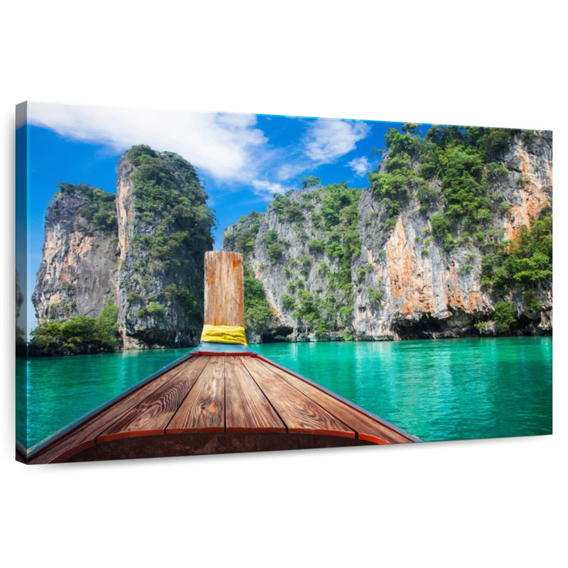 Mehar en bateau à l'île de Krabi, H 16 po x l 24 po