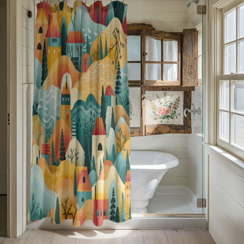 Painted Streets - Rideau de douche Premium, L 71 po x L 74 po