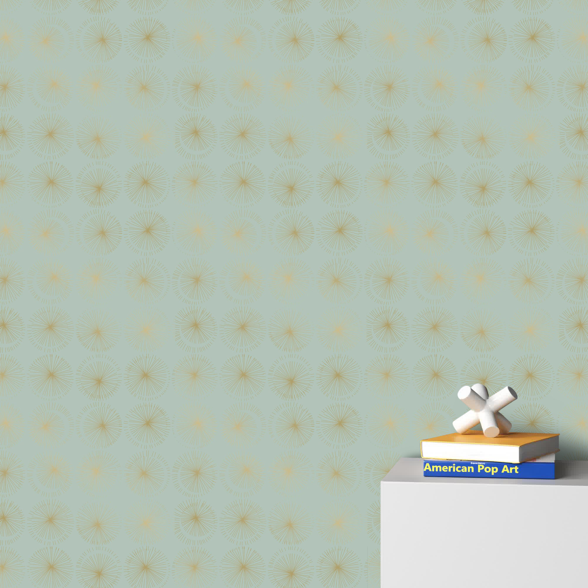 Goodbye Moon Peel and Stick Wallpaper, Green/Gold