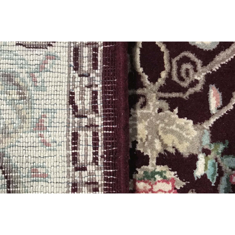 Hand-Knotted High-Quality Wine and Cream Area Rug