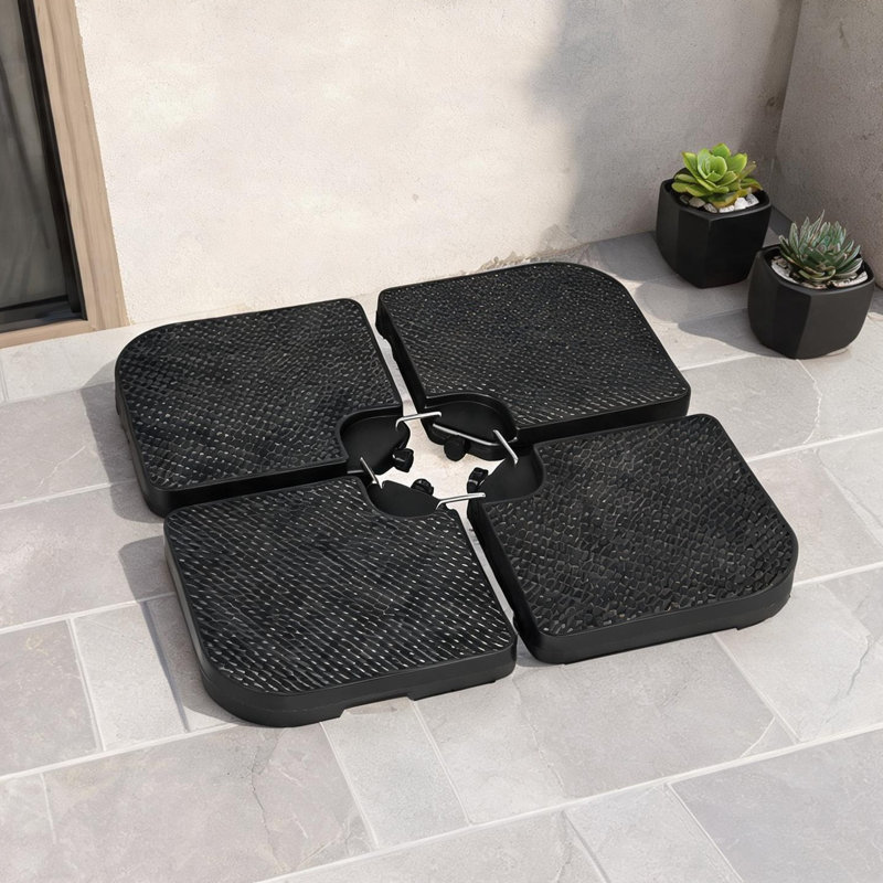 Parasol et accessoires en PEHD de ton noir, ensemble de 4 parasols carrés de 15,45 pouces et rangement