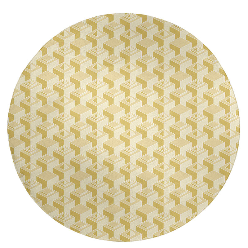 Chenille Geometric Indoor Rug, Round 5'