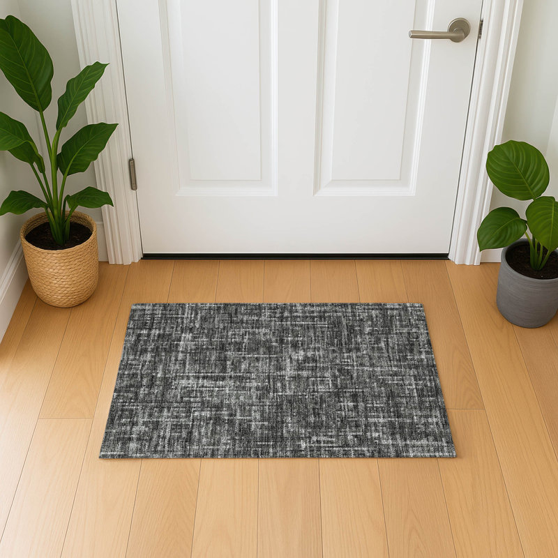 Premium Machine Washable Mayfield AMF2130 Striped Rug, 1'8" x 2'6", Charcoal