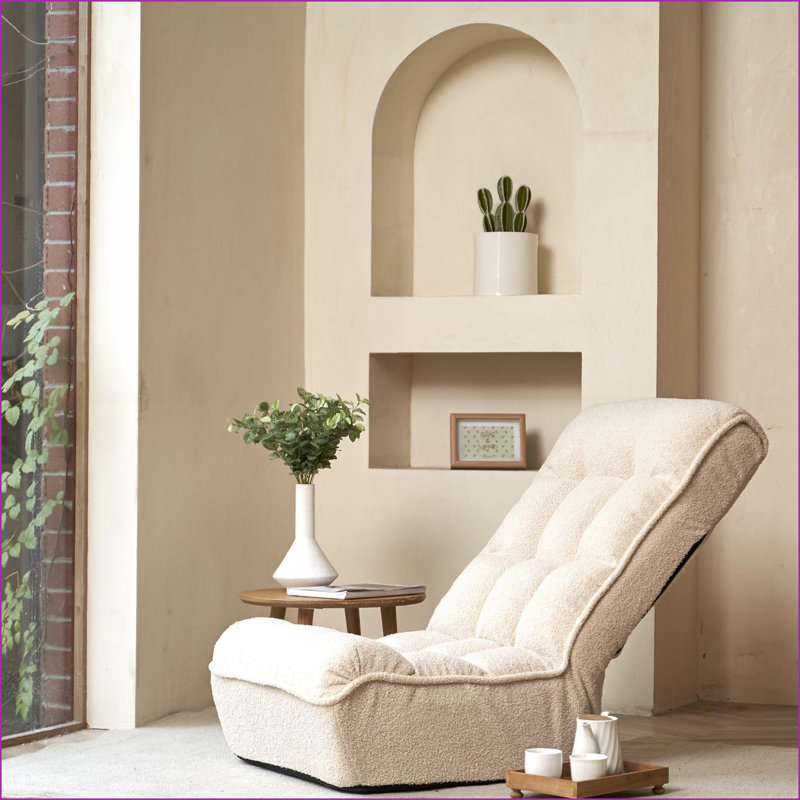 Fauteuil inclinable Lazy - réglable en tissu doux à 4 positions | Blanc | Profondeur de l'assise: 23,6
